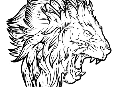 The Courageous Lion art artwork design drawing illustration ink line art lines lining lion poster print sketch tattoo art