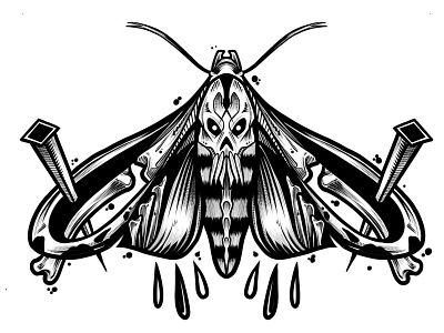 Death Moth art artwork dark art design drawing graphic design illustration ink line art moth poster print sketch skull tattoo art
