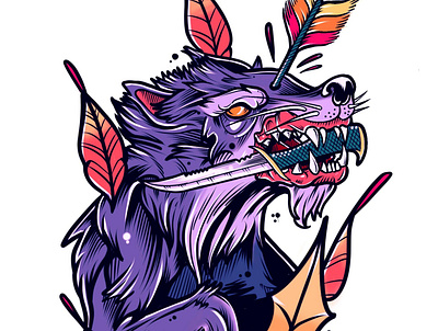 The Hunted Becomes The Hunter animal art artwork design digital art drawing graphic design illustration print sketch tattoo art tattoo flash visual art wolf