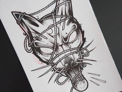 Moon Cat art artwork blackwork cat dark art design drawing illustration ink inking line art linework print sketch tattoo tattoo art traditional