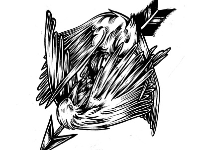 Two Birds & One Arrow animals art artwork birds branding design drawing graphic design illustration ink inked inker logo print sketch tattoo art tattoo design visual art