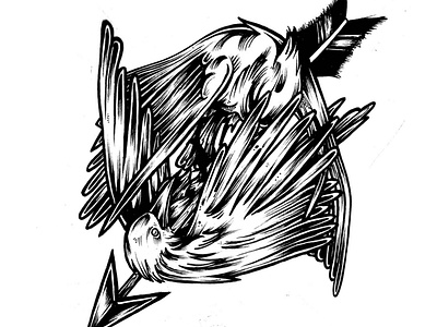 Bird Art Tattoo Outline @