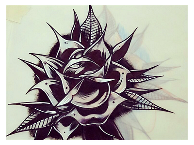Traditional Rose art blackwork design floral illustration ink linework rose tattoo
