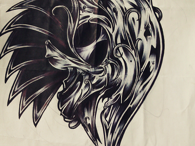 Native art artwork blackwork brush illustration ink linework pen skeletal skeleton skull traditional