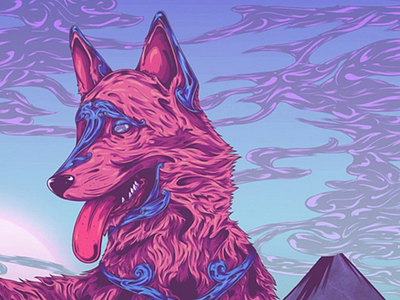 Canine animal art artwork colour digital dog drawing illustration landscape ornate sketch