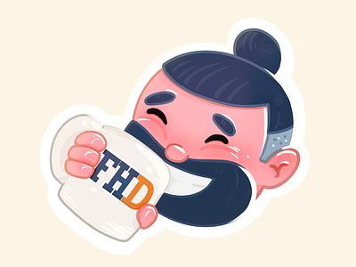 FHD coffee friendly illustration logo sticker