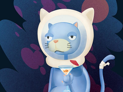 Astrocat is almost here! animal astrocat astronaut cat character fdrink fish grain illustration