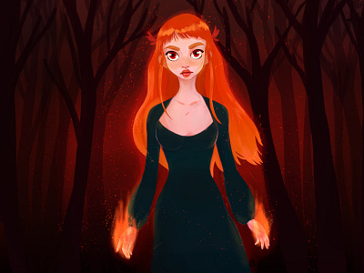 Fire Lady character design fire girl illustration lady magic