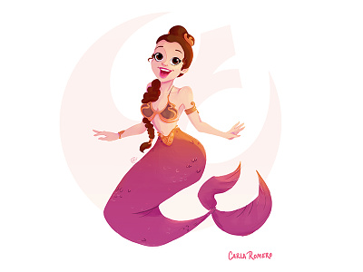 May the 4th be with you! day 4 MerMay challenge! challenge character illustration leia may may4th mermaid mermay star wars