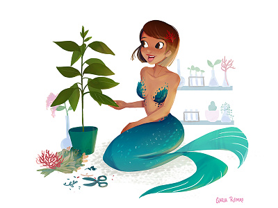 Botancial Mermaid botanical challenge day7 girl mermaid mermay plants portrait