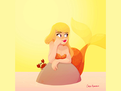 Sunny Mermaid carla romero challenge crab illustration instagram lady mermaid mermay sea sun sunny yellow