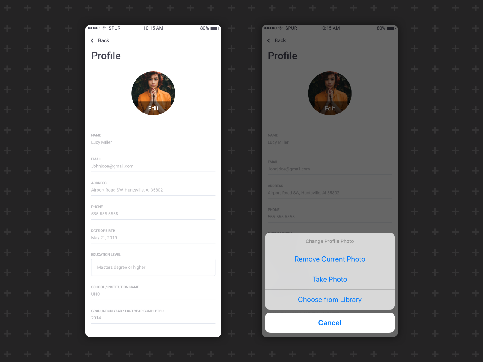 Spur Mobile App - Edit Profile Photo by Drew Carter on Dribbble