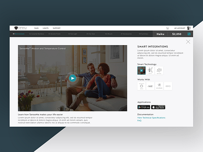 Smart Home Integrations b2c ceilingfan desktop ecobee fan nest smarthome webdesign