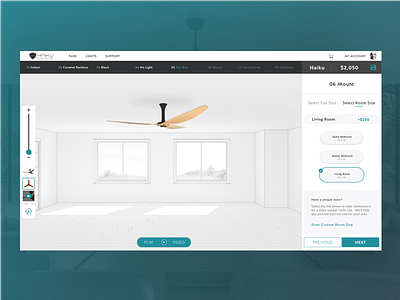 Select Room Size b2c ceilingfan desktop ecobee fan nest smarthome webdesign