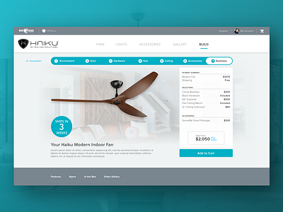 Summary Early Concept cart ceilingfan checkout desktop ecobee ecommerce fan nest smarthome webdesign