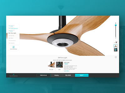 Light Kit cart ceilingfan checkout desktop ecobee ecommerce fan nest smarthome webdesign