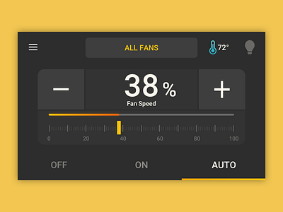 Fan Controller - Auto Mode black and yellow fans industrial iot resistive touch smart home touch screen ux ui design