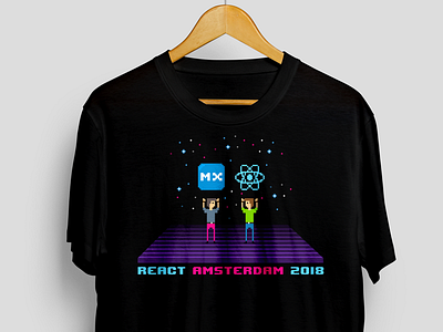 React Amsterdam T-shirt 80s mendix pixel pixelart react retro t shirt