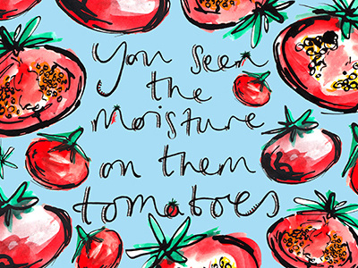 Tomatoes health illustration ink tomatoes typography watercolour