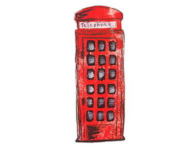 Telephone Box british illustration ink soft roller print