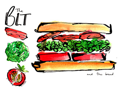 The BLT food health illustration ink typography watercolour
