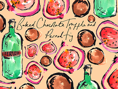 Pernod Fig editorial food illustration ink photoshop watercolour