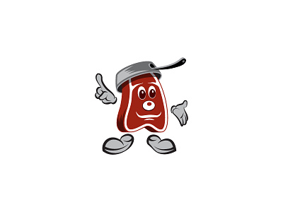 Logo symbol for bbq bbq character cook flat food hat icon illustration leotroyanski logo logo design meat steak vector