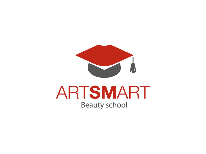 Artsmart hat university lips beauty school beauty logo leotroyanski branding vector design flat logo art