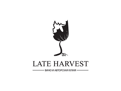 Late Harvest black logo design drink flat food glass grape harvest leaf leotroyanski logo restaurant vector wine
