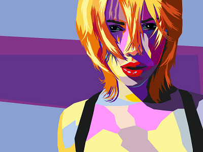 Scarlett Johansson actress art design face flat girl illustration leotroyanski pop art portrait scarlett johansson vector