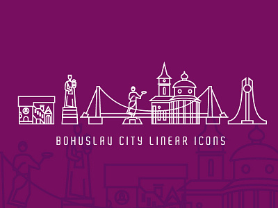 Bohuslav City Linear Icons
