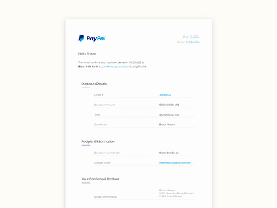 Email Receipt 017 dailyui email finance payment paypal receipt report