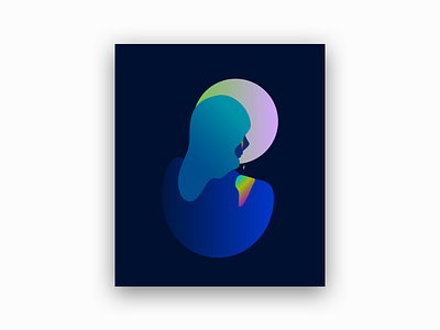 1 female gradients illustration reflection sad thought