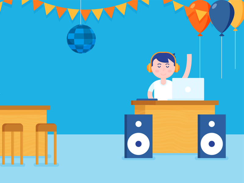 Dj Scene character animation dj flat design music