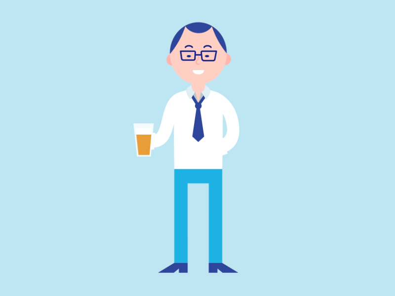 Geek Guy Drinking character animation drinking flat design