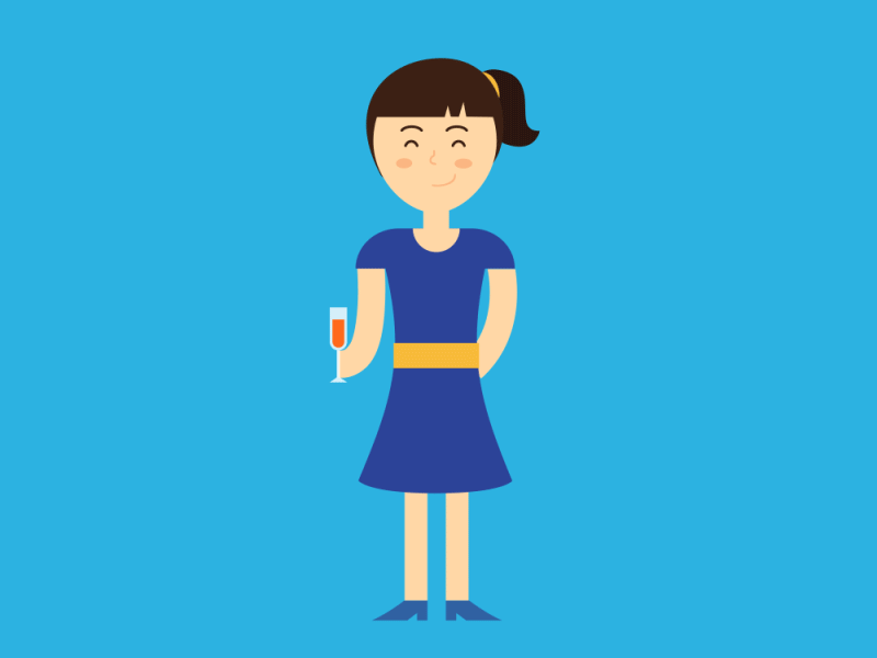 Happy Girl Drinking character animation drinking flat design