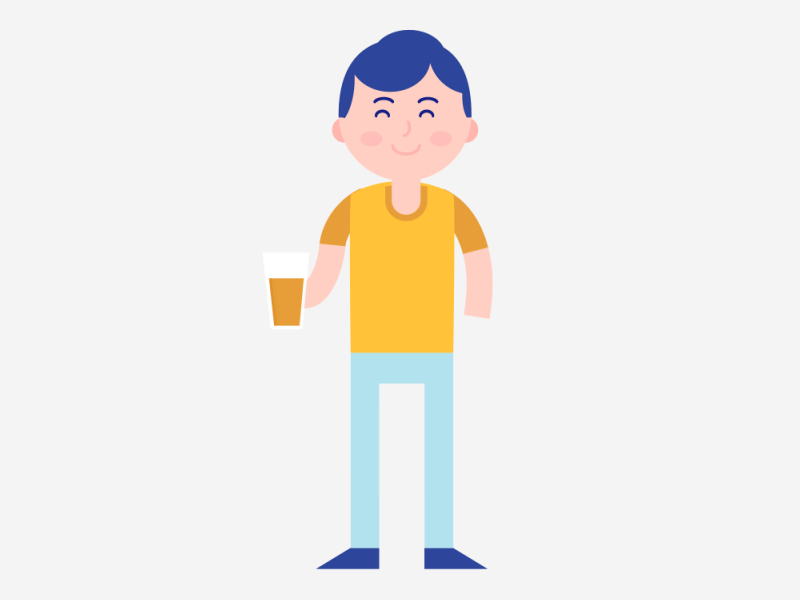 Happy Guy Drinking character animation drinking flat design