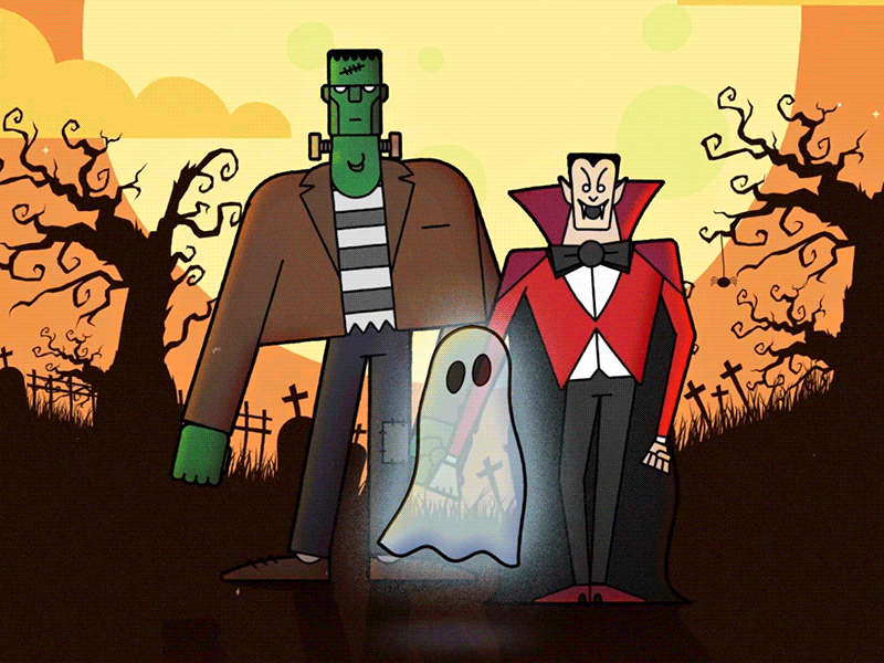 Halloween Floss after effects animation cartoon dracula duik flossdance fortnite frankenstein ghost halloween illustration illustrator motion design