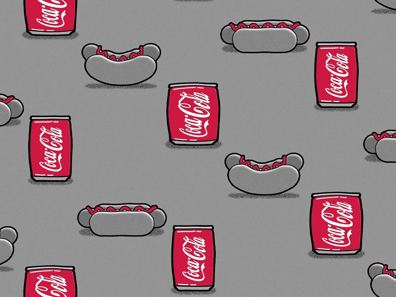 Sausage and Coke after effects animation coca cola coke design graphic design illustration lunch mograph motion design pattern sausage