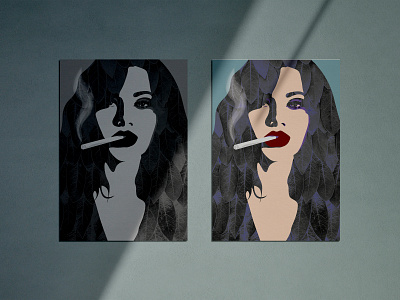 Smoking woman AI illustration branding design illustration typography ui vector
