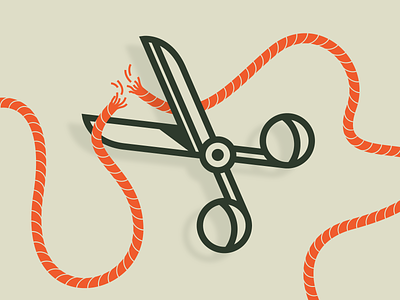 Fig. 1 - My Sanity branding cut design icon illustration rope scissors thread vector