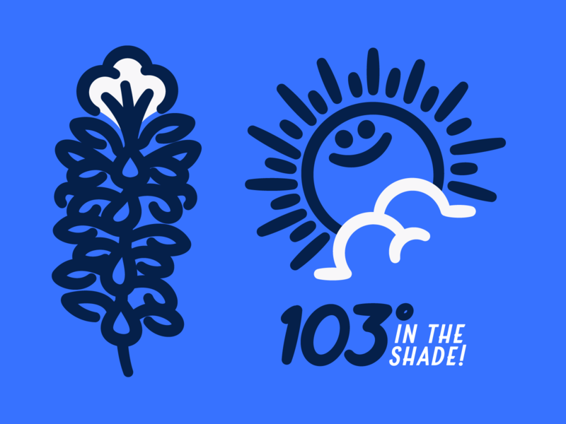 Texas is iconic badge bluebonnet branding emoji icon illustration logo smile sunshine temperature texas type typography vector