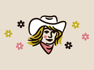 dime store cowgirl 70s badge bandana branding cowgirl daisies design flower illustration logo retro vector western yeehaw yeehaw agenda