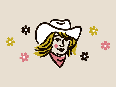 dime store cowgirl 70s badge bandana branding cowgirl daisies design flower illustration logo retro vector western yeehaw yeehaw agenda