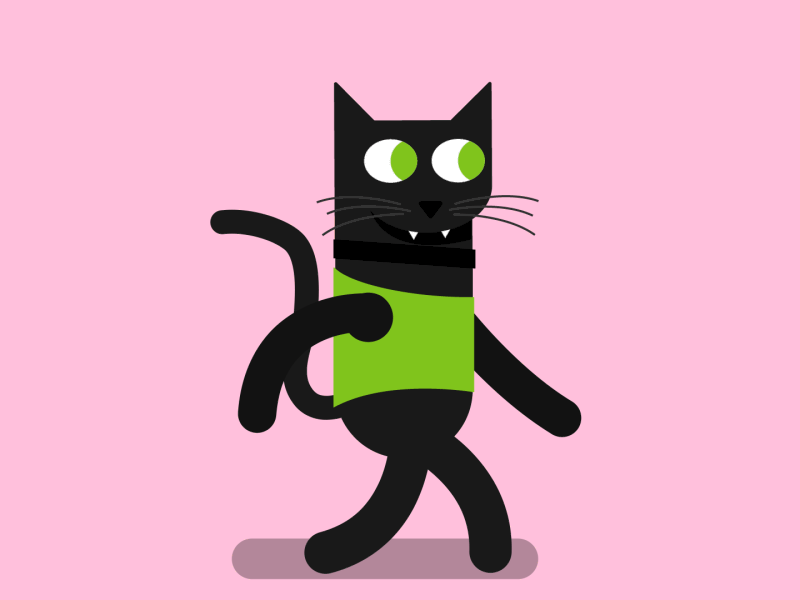 Harvey The Cat animation cat gif green pink skillshare walking