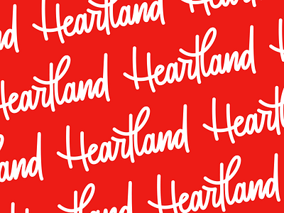 Heartland lettering logo mono red script