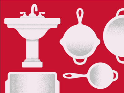 Bon Ami Illustrations bath clean cleaning grit illustrations kitchen noise pans pots sink