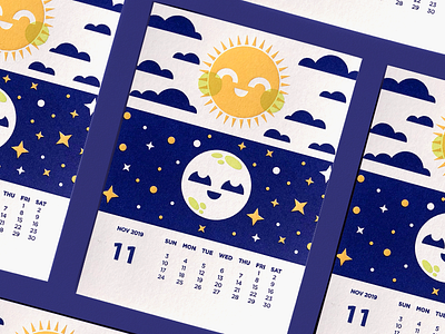 Sun & Moon | Letterpress Calendar Design calendar letterpress moon print space sun