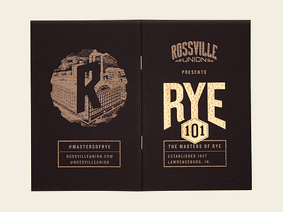Rye 101 Cover badge book book cover branding copper design gold kansas city rye whiskey