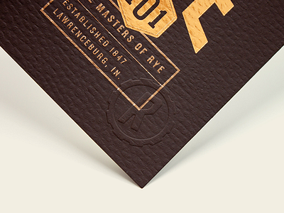 Rye 101 Emboss Detail badge book book cover branding copper design emboss gold kansas city leather rye whiskey